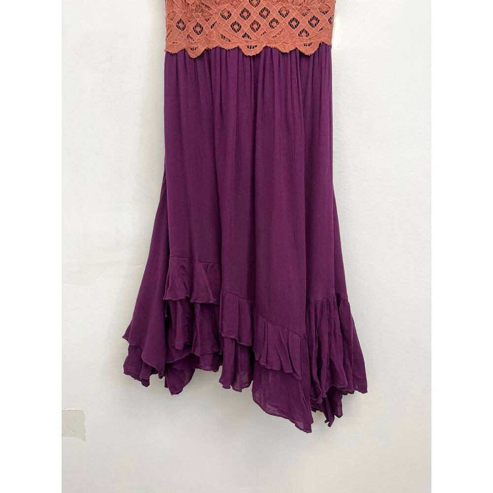 FP One Adella Slip Mini Dress Crochet Lace Bodice Boho Ruffle Fairy - Medium - Picture 10 of 16